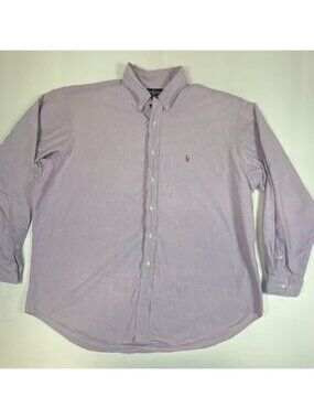 Vintage Ralph Lauren Mens 17.5 Yarmouth Oxford Shirt Purple Long Sleeve